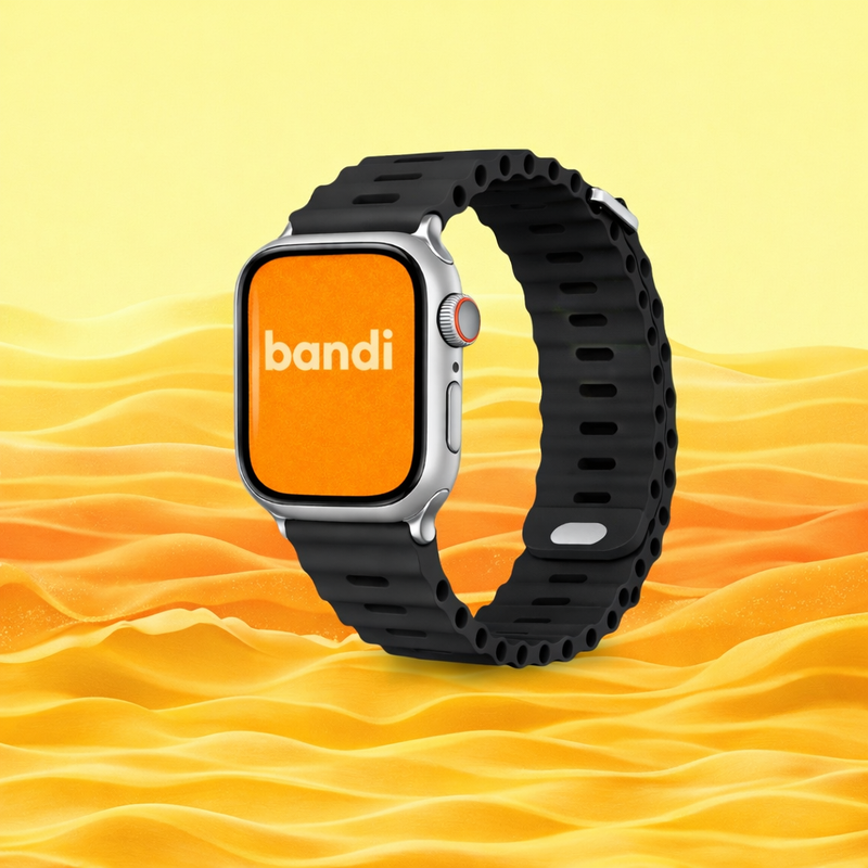 Silicone Ocean Apple Watch Strap - Black