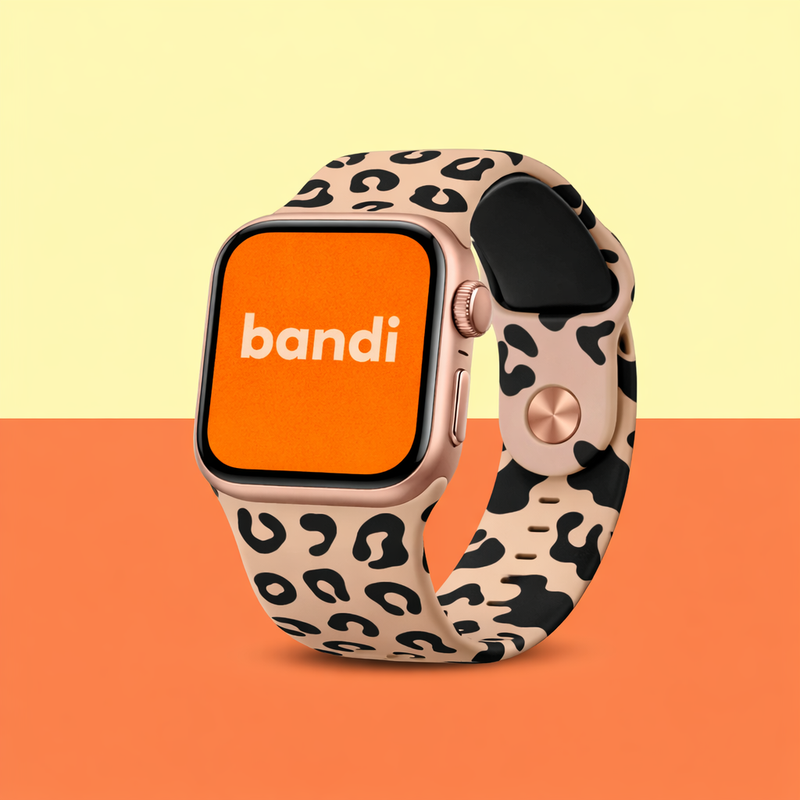 Silicone Leopard Apple Watch Strap - Rose Gold