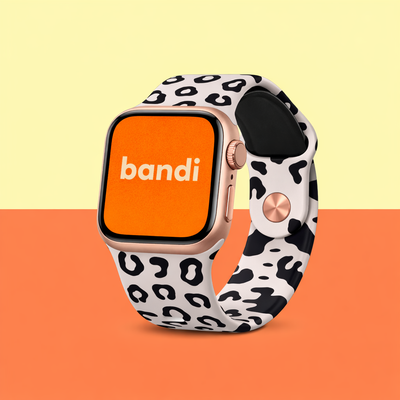 Silicone Leopard Apple Watch Strap - White