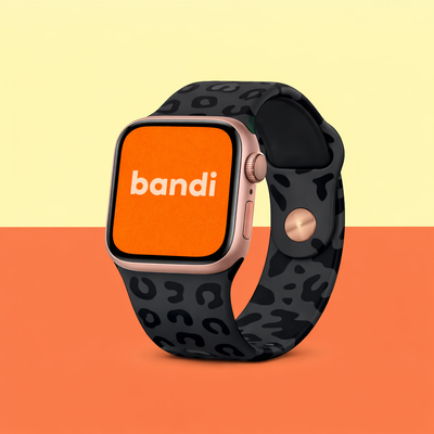 Silicone Leopard Apple Watch Strap - Black