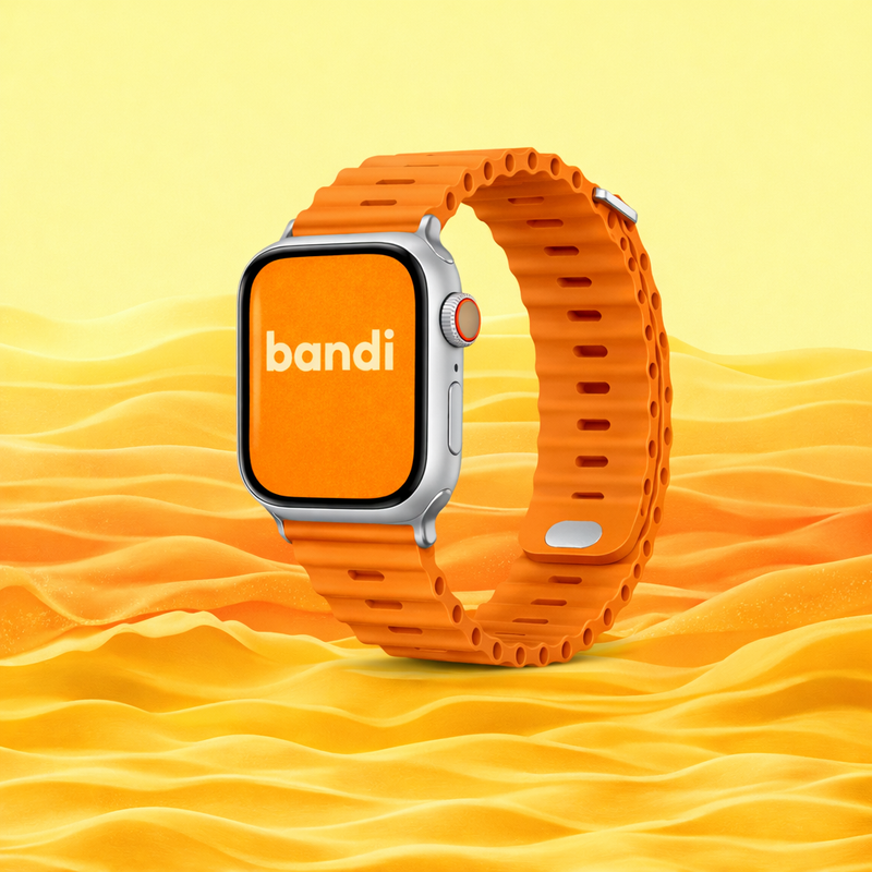 Silicone Ocean Apple Watch Strap - Orange